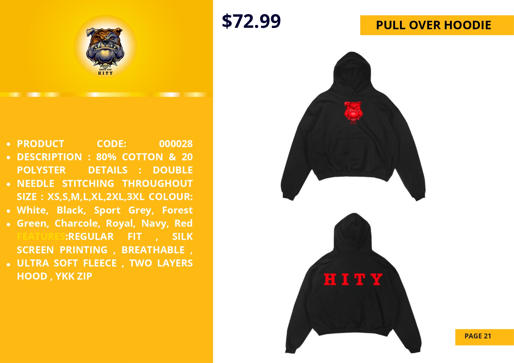 Black hoodie with red heart and 'KITTY' text, priced at $72.99.