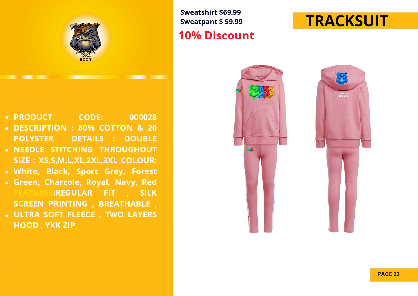 Pink girls' sweatshirt and leggings set with floral design and cartoon patch.