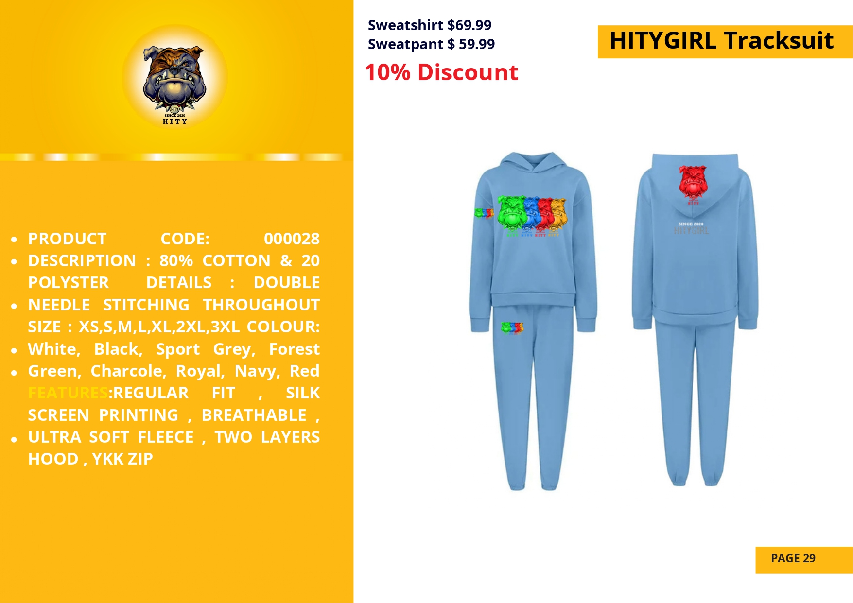 Blue kids' pajamas featuring a colorful fruit design on the chest.