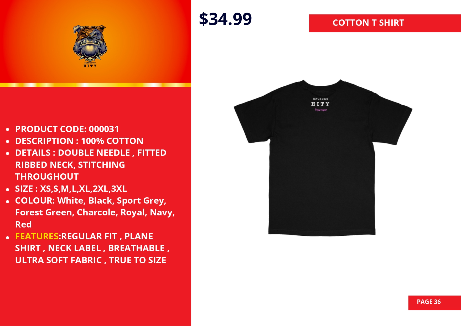 Black cotton T-shirt with a minimalist logo on chest.