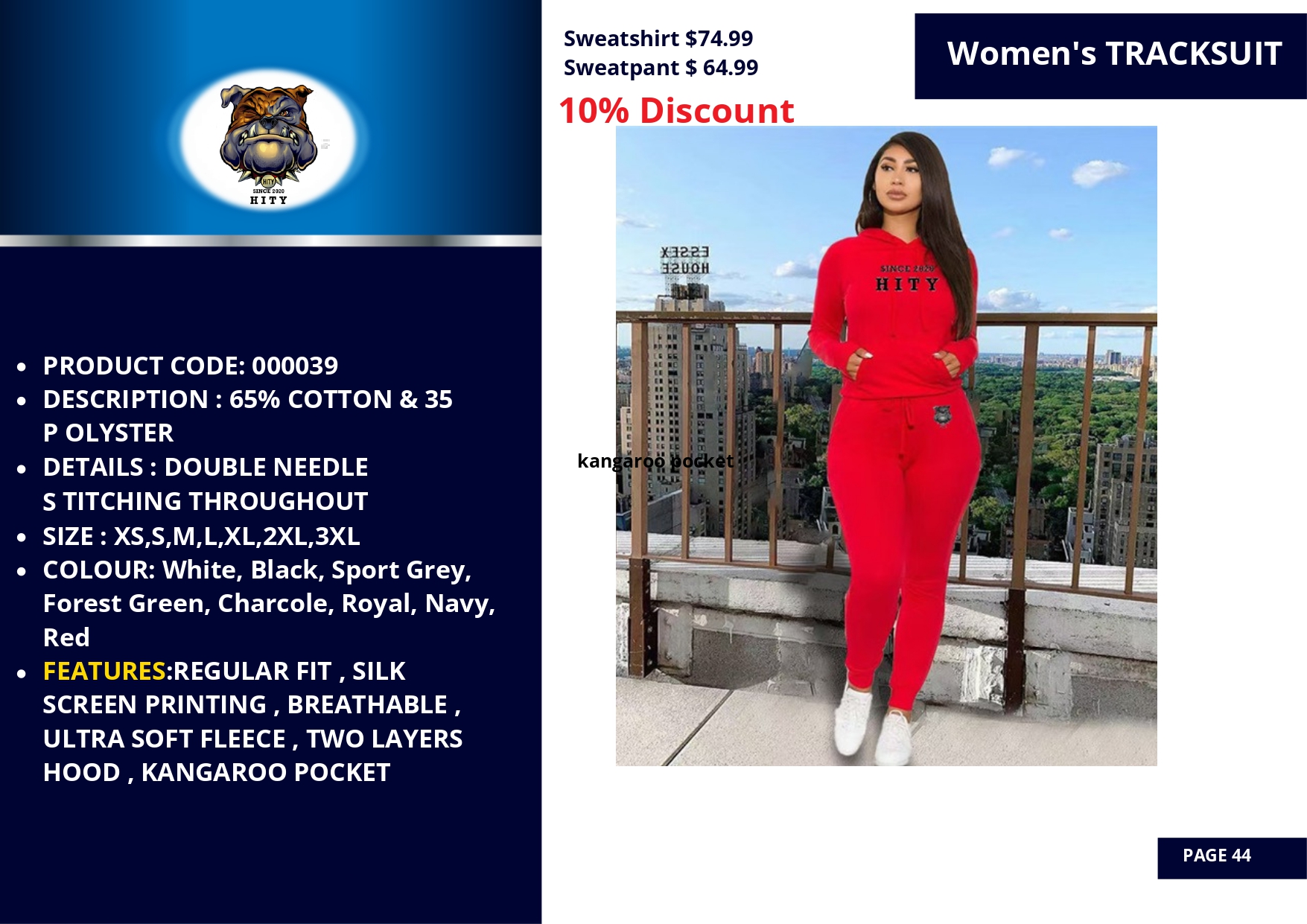 Woman in a red jumpsuit posing outdoors with a city backdrop.