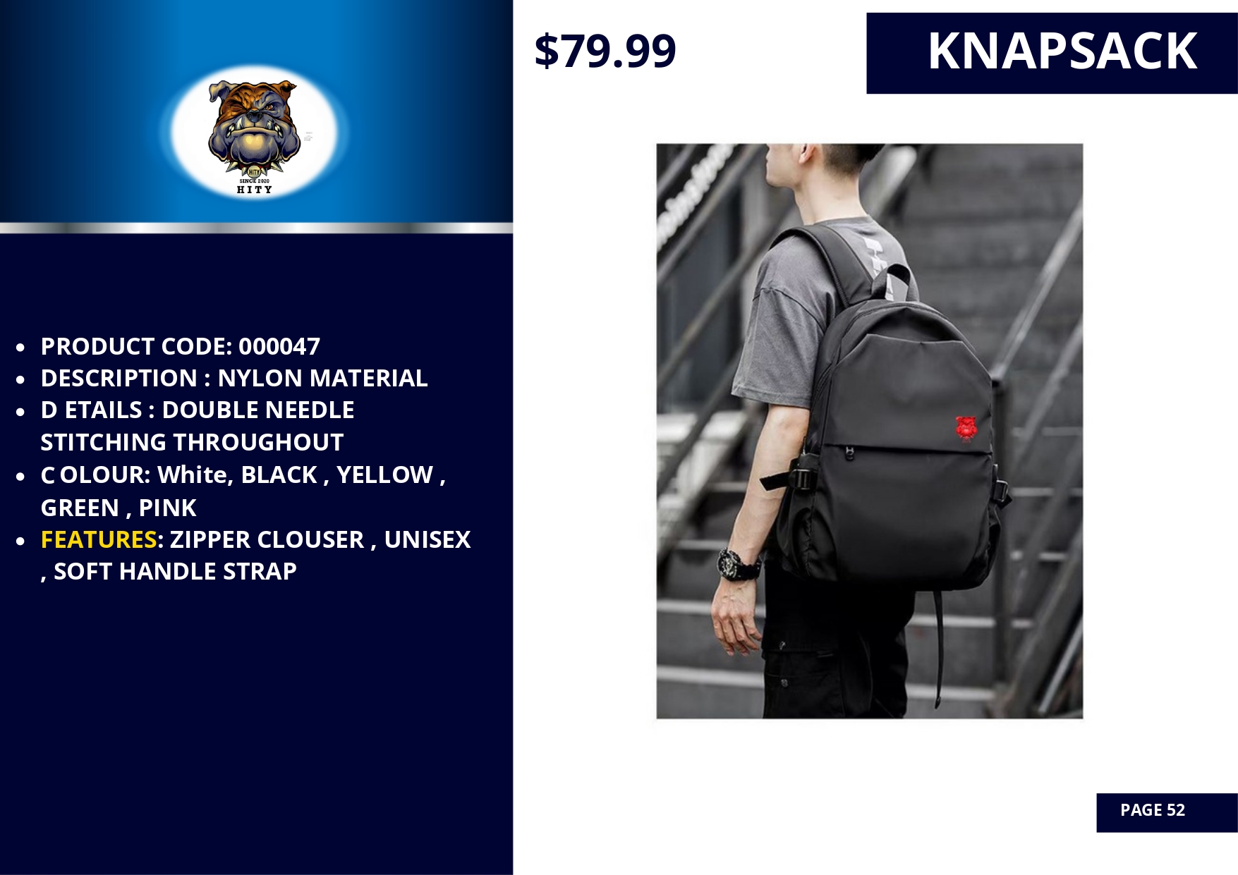 Black KNAF backpack with durable nylon, USB port, and padded compartments.