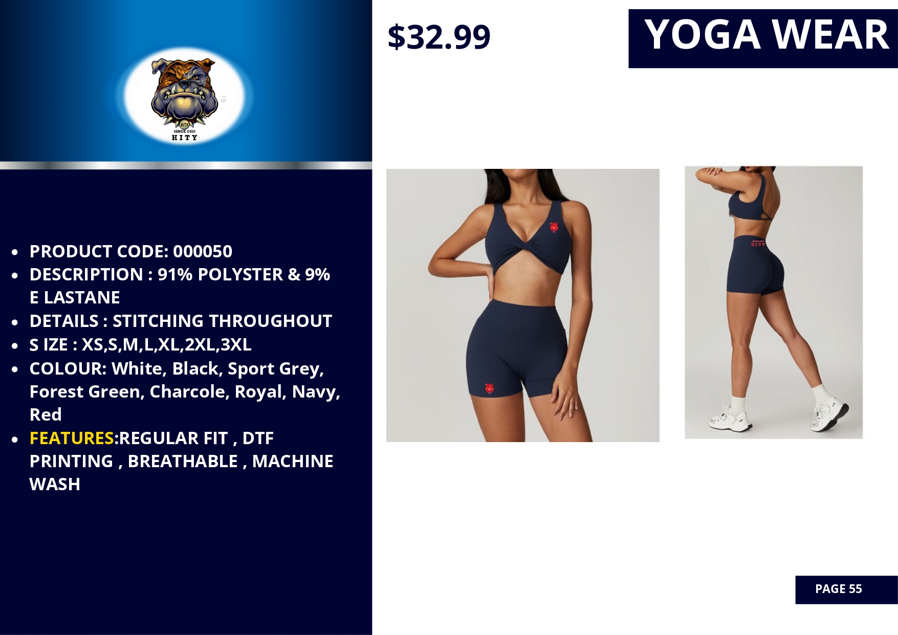 Women’s two-piece yoga set in multiple colors with breathable fabric.