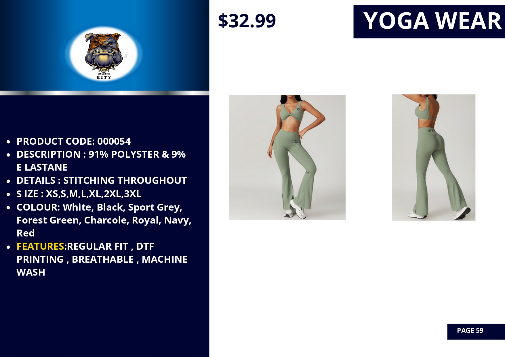 Woman modeling light green yoga outfit with sports bra and leggings.