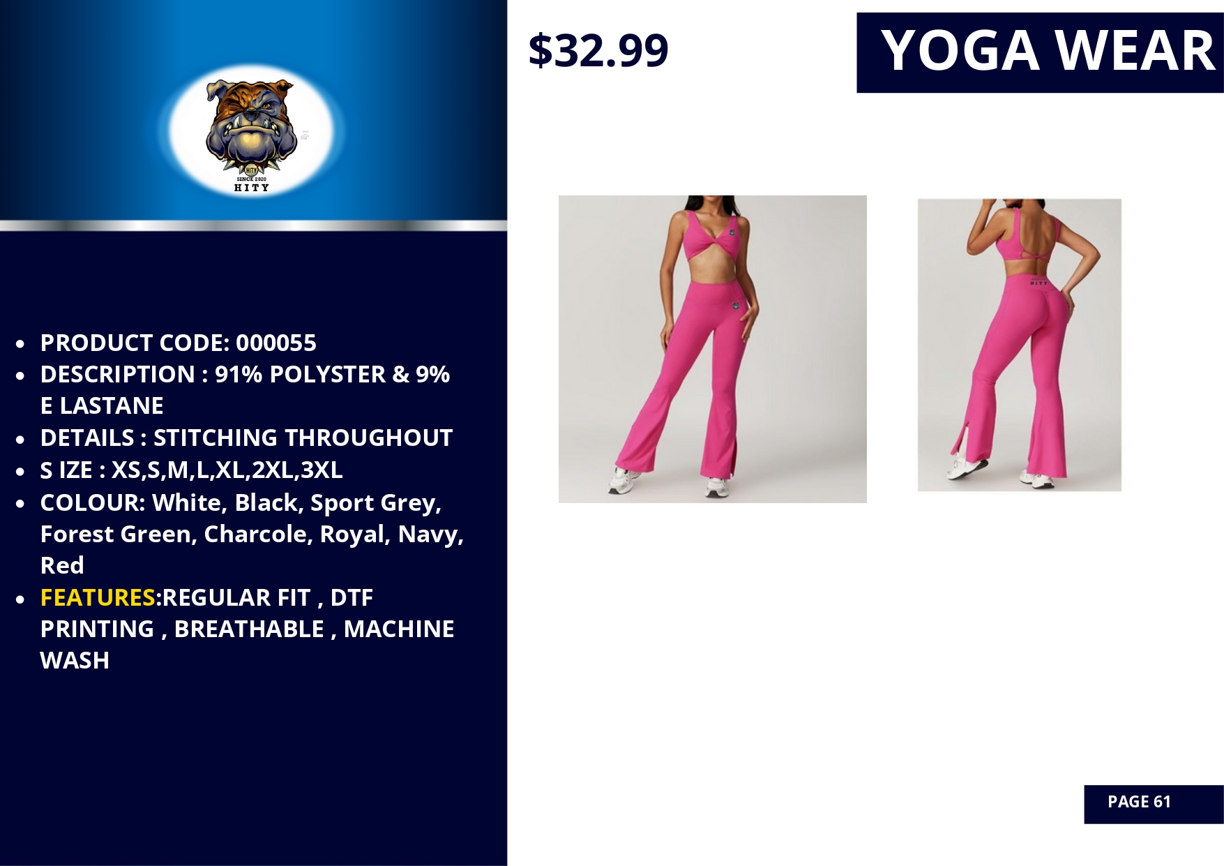 Model showcasing a vibrant pink yoga set with a cropped top and high-waisted pants.