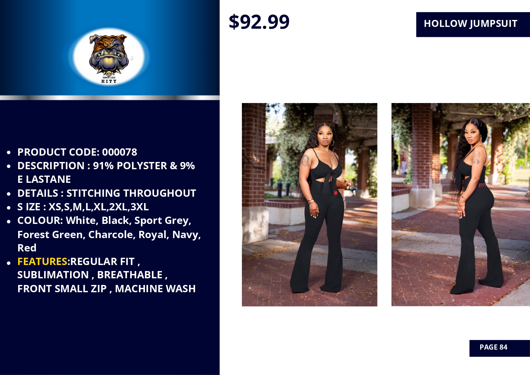 Woman modeling black pullover hoodie with flared pants outdoors.
